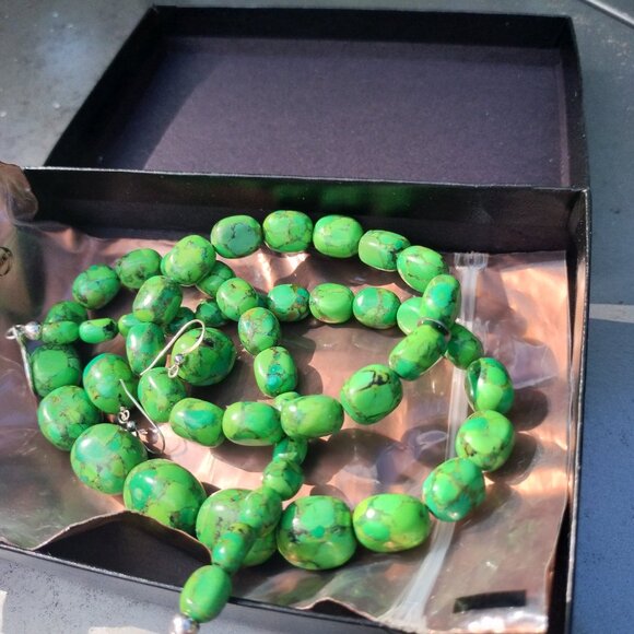 Jay King DTR Mojave Green Turquoise Necklace Bracelet  Earrings 925 Sterling Sil - Picture 3 of 6